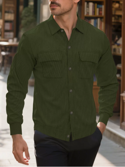 Double pocket waffle check casual shirt