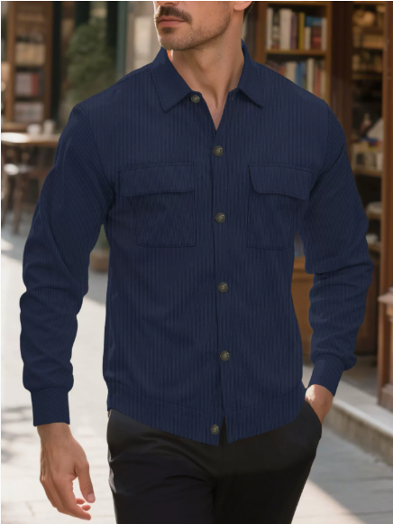 Double pocket waffle check casual shirt