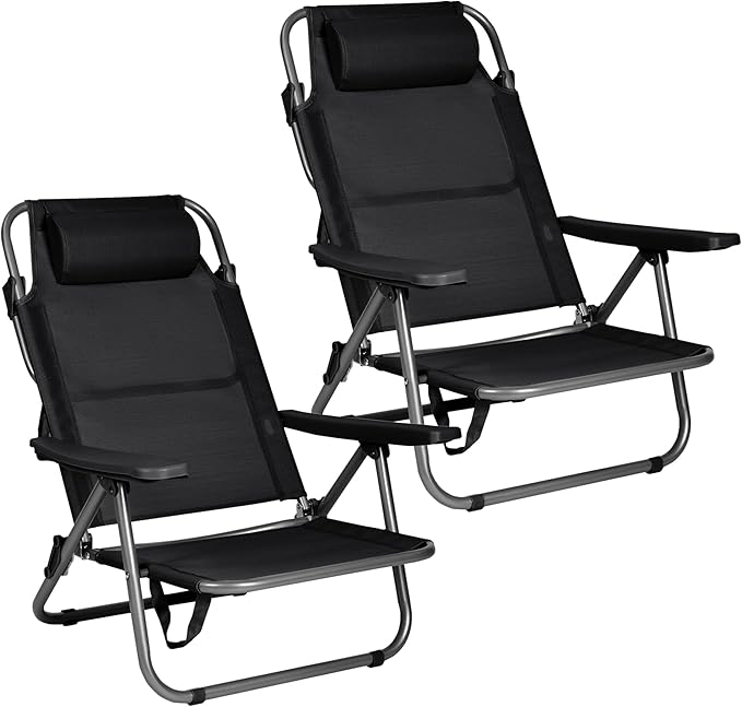 2-Pack – Reclining Beach Chairs | Lightweight, Portable, and Comfortable | Free Sun Umbrella (Special Summer Offer)