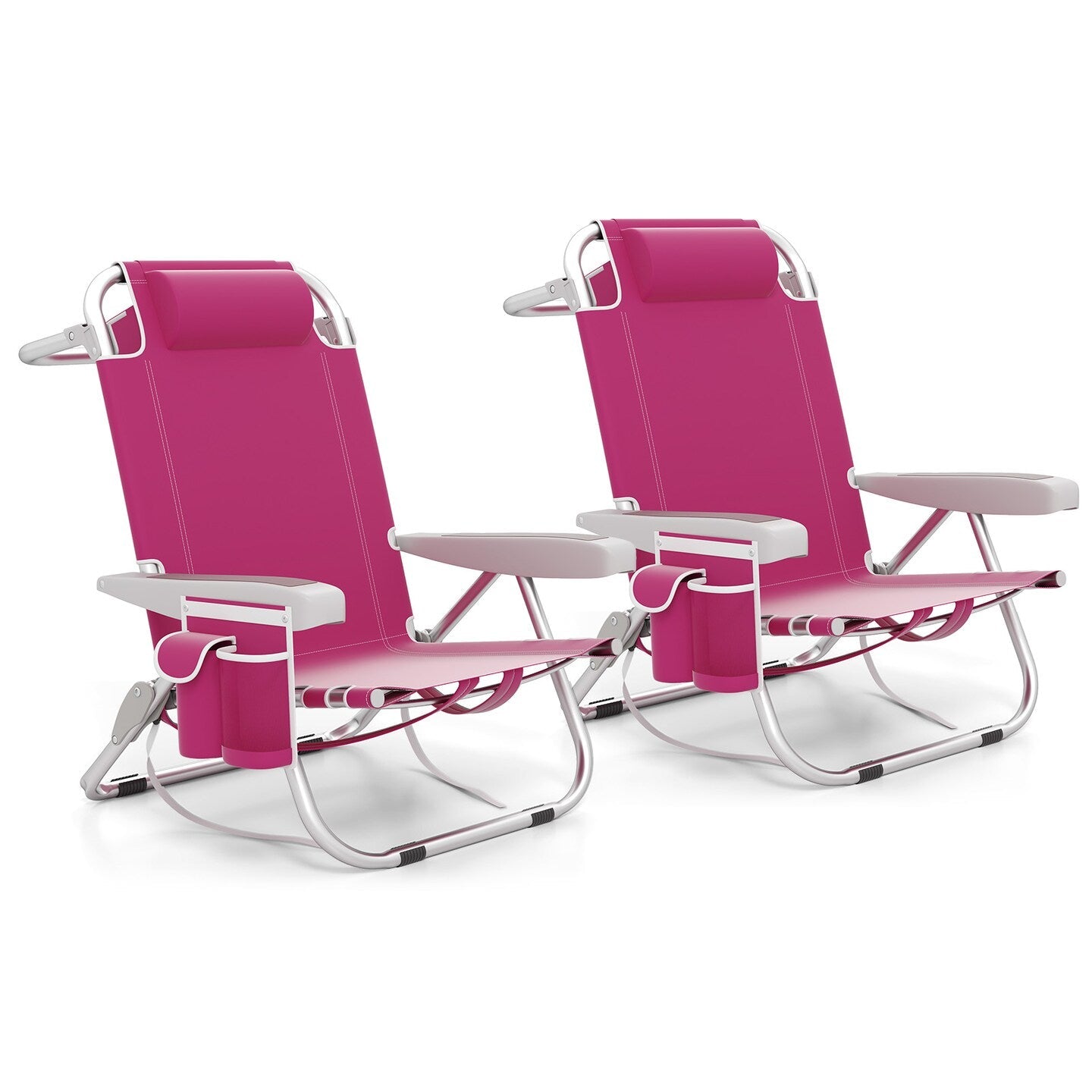2-Pack – Reclining Beach Chairs | Lightweight, Portable, and Comfortable | Free Sun Umbrella (Special Summer Offer)