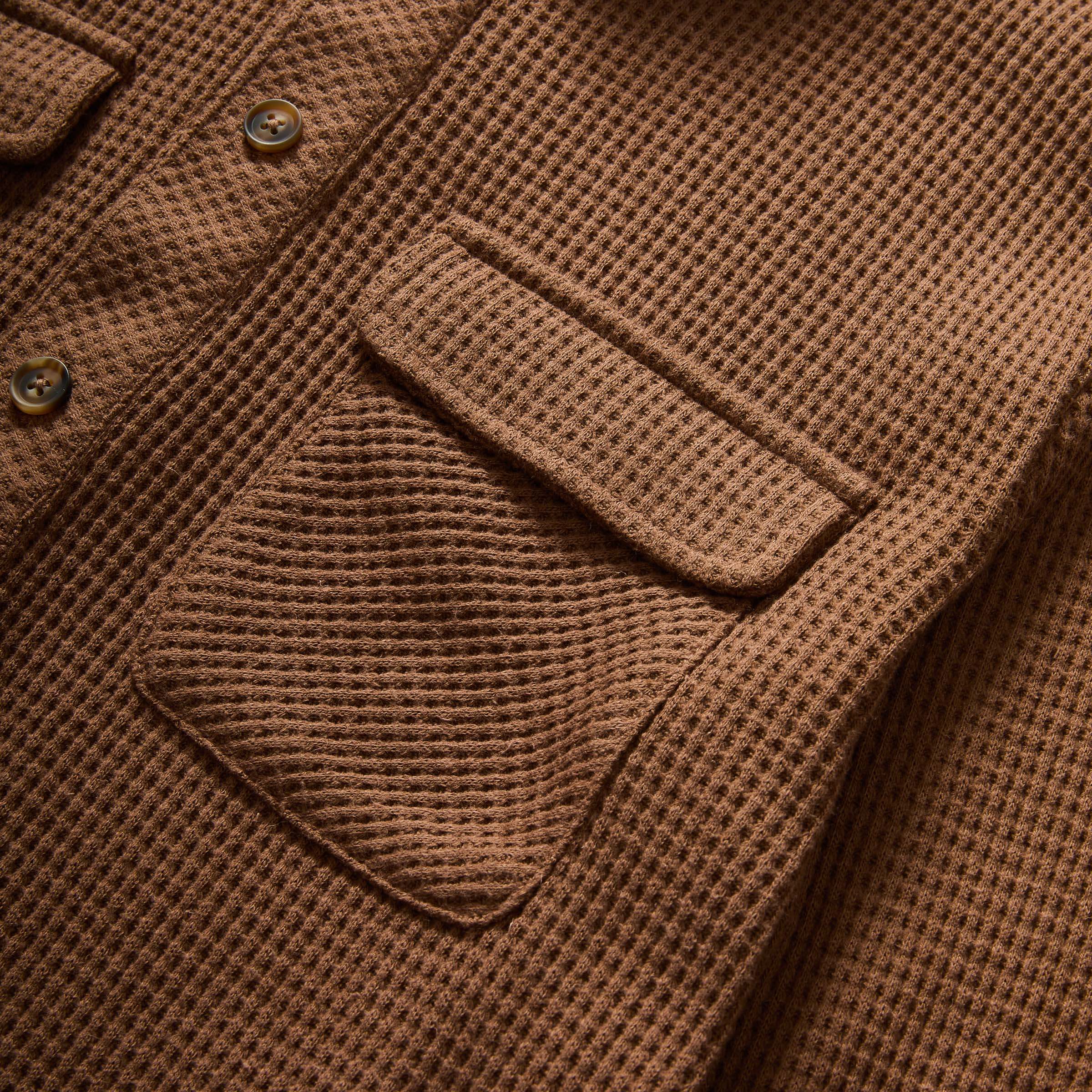 Double pocket waffle check casual shirt