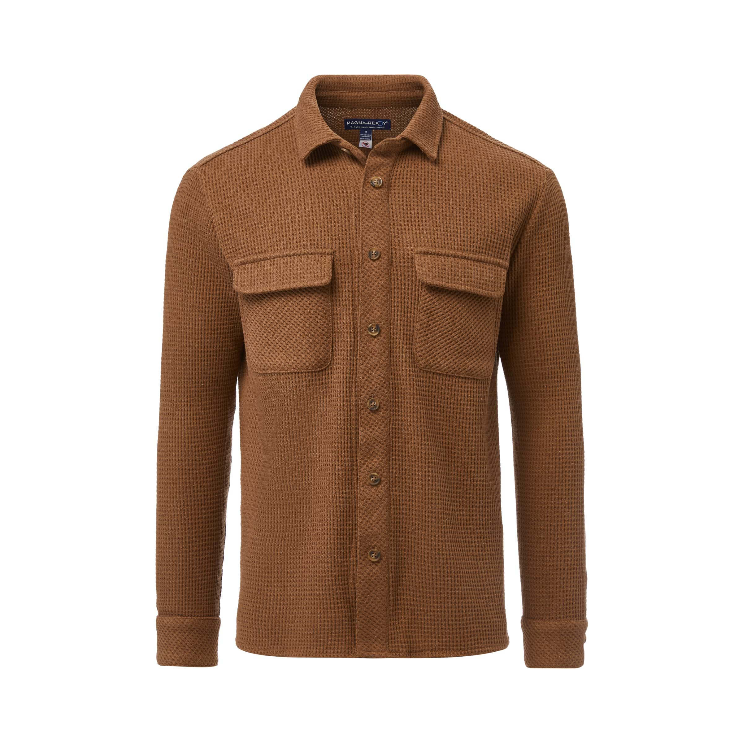 Double pocket waffle check casual shirt